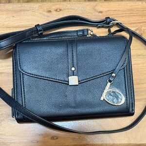 bebe Black Crossbody Bag with Gold Accents